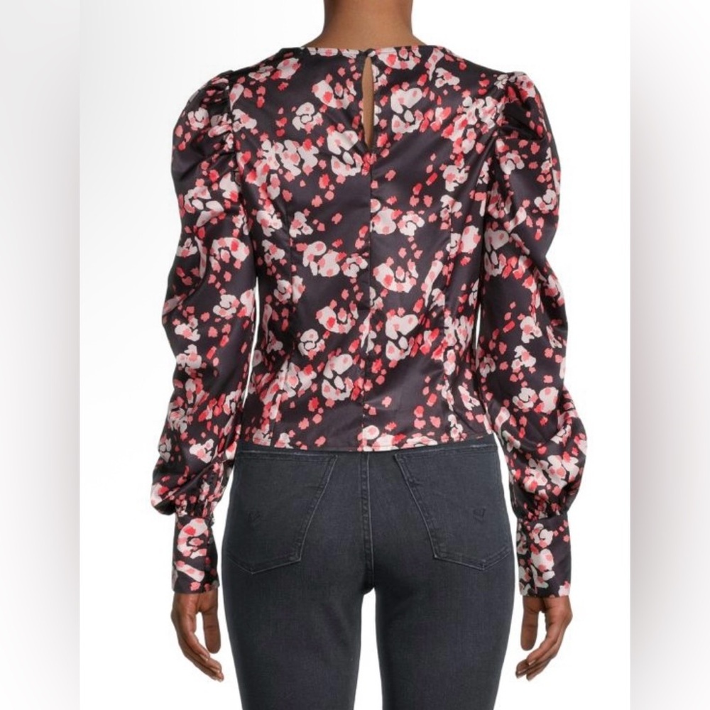 Sandro Paris Puff Sleeve Pink Abstract Print Blouse - Size S? - Picture 2 of 7